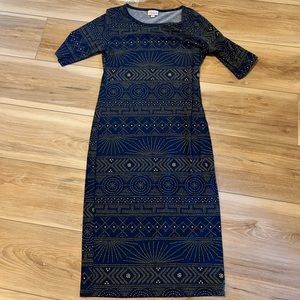 Lularoe Julia navy/gold size XS